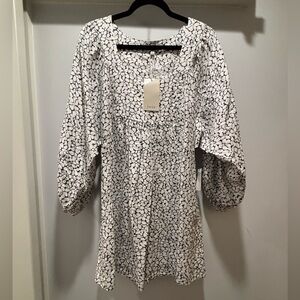 Joie Black and White Floral Mini Dress